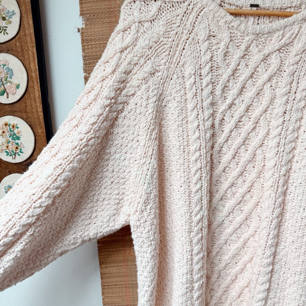 Free People On a Boat Cableknit Slouchy Sweater Dress size large - Picture 5 of 7